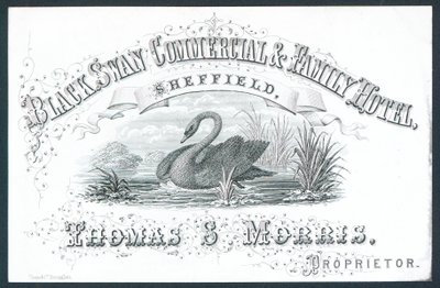 Black Swan Commercial & Family Hotel, Sheffield, Trade Card by English School