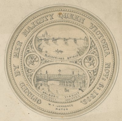 Blackfriars Bridge and Holborn Viaduct by English School