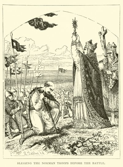 Blessing the Norman troops before the battle by English School