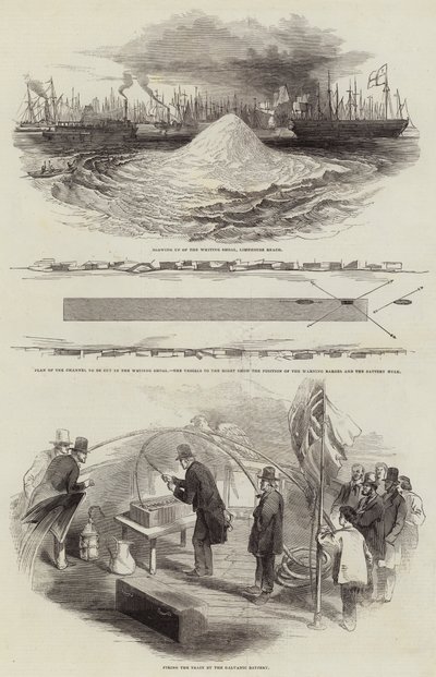 Blowing Up of the Whiting Shoal at Limehouse Reach by English School