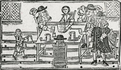 Boardgame and drinking at tavern by English School
