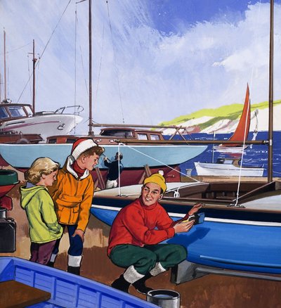 Boat Painter by English School