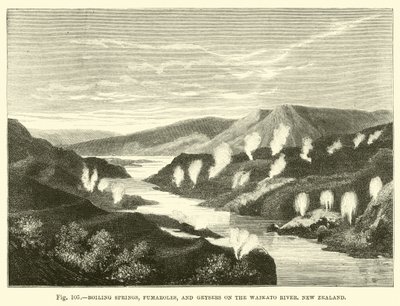 Boiling springs, fumaroles, and geysers on the Waikato River, New Zealand by English School