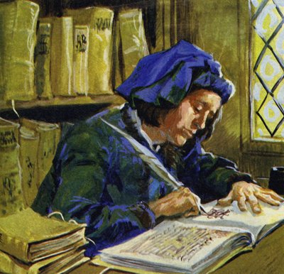Books of sewn together sheaves of parchment began appearing in the 3rd century by English School