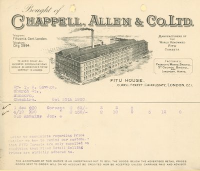Bought of Chappell Allen & Co Ltd by English School