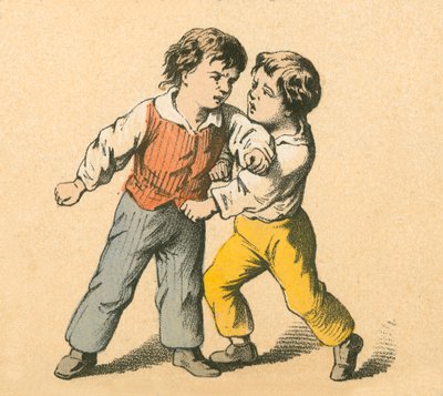Boys fighting by English School