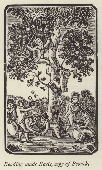 Boys picking apples by English School