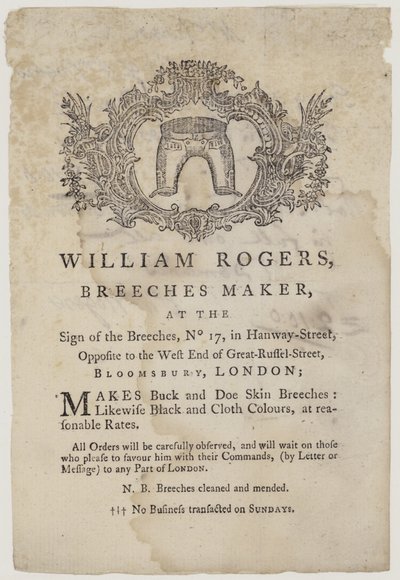 Breeches Makers, William Rogers by English School