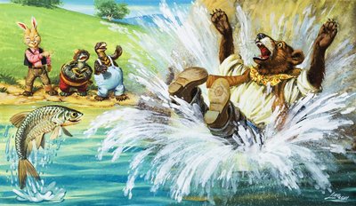 Brer Bear Falling in the River by English School