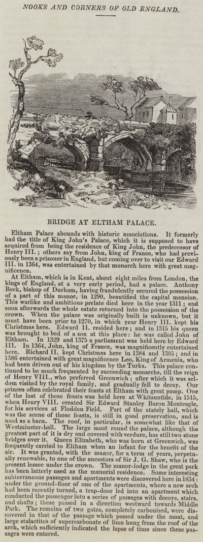 Bridge at Eltham Palace by English School