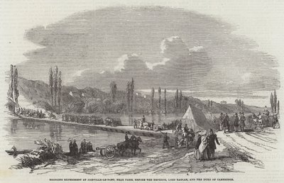 Bridging Experiment at Joinville-le-Pont, near Paris, before the Emperor, Lord Raglan, and the Duke of Cambridge by English School