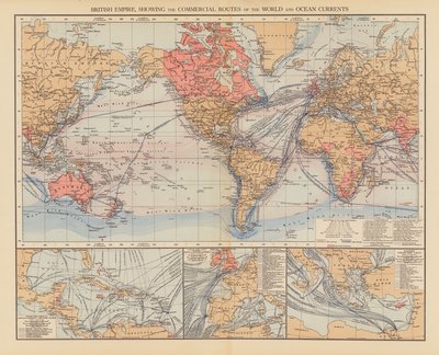 British Empire, Showing the Commercial Routes of the World and Ocean Currents by English School