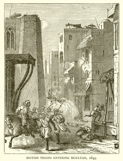 British Troops entering Moultan, 1849 by English School