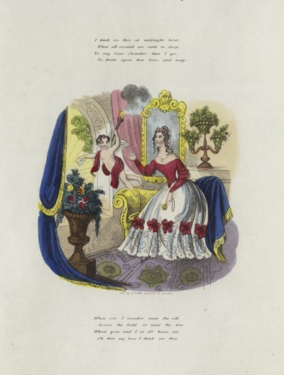 Valentine card with an image of a cherub delivering a Valentine card from a woman by English School