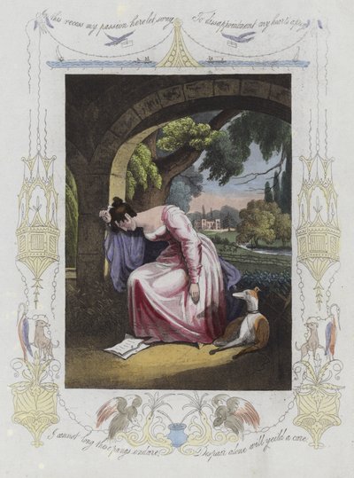 Valentine card with an image of a woman crying by English School