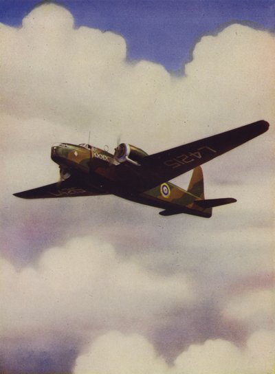 British Vickers Wellington medium bomber in flight by English School