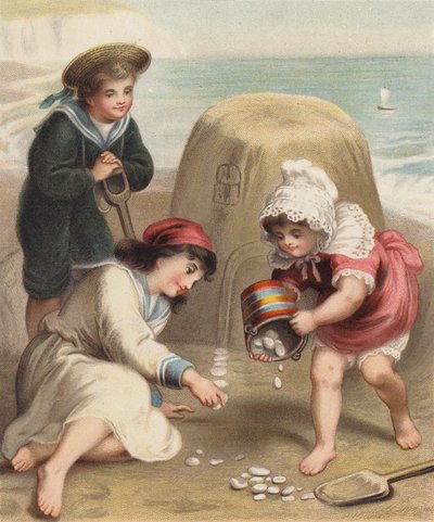 Building a Sand Castle at the Beach by English School