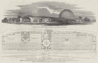 Building for the Great Industrial Exhibition, to be erected in Hyde-Park (engraving) by English School