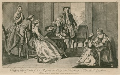 Building Houses with Cards from an Original Painting in the Vauxhall Gardens, London by English School
