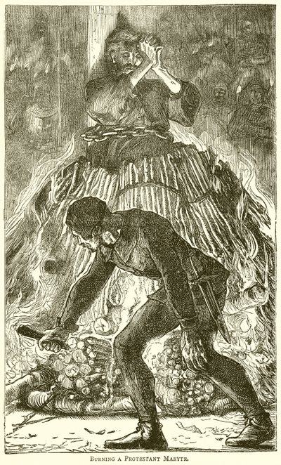 Burning a Protestant Martyr by English School