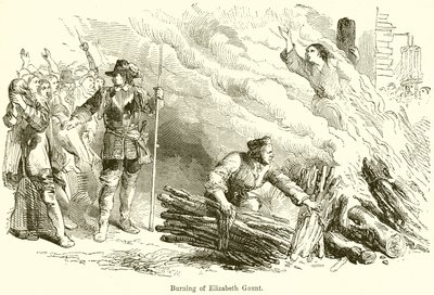 Burning of Elizabeth Gaunt by English School