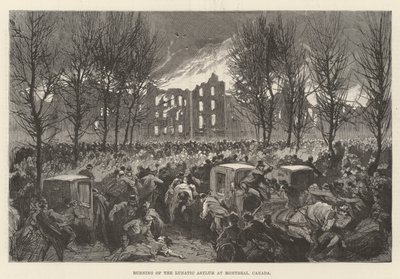 Burning of the Lunatic Asylum at Montreal, Canada by English School