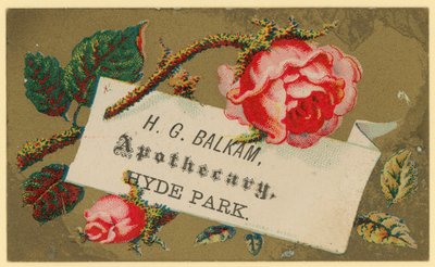 Business Card for H G Balkam, Apothecary, Hyde Park by English School