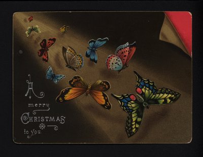 Butterflies, Christmas Greetings Card, Late 19th or Early 20th Century by English School