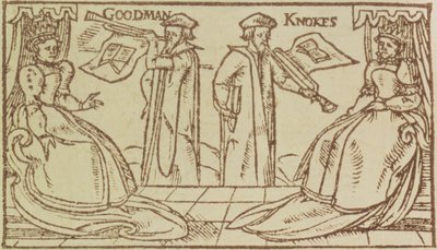 John Knox and Christopher Goodman haranguing Mark Queen of Scots by English School