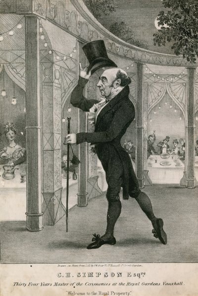 C. H. Simpson, thirty-four years the Master of Ceremonies at the Royal Gardens, Vauxhall, London by English School
