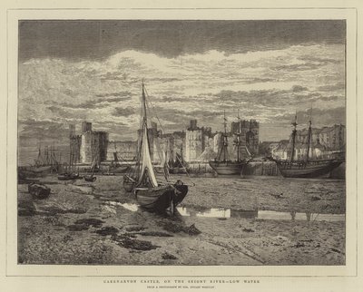Caernarvon Castle, on the Seiont River, Low Water by English School