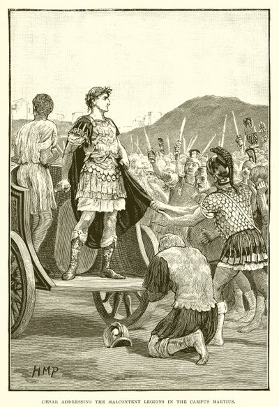 Caesar Addressing the Malcontent Legions in the Campus Martius by English School
