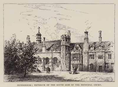 Cambridge: Peterhouse, Exterior of the South Side of the Principal Court by English School