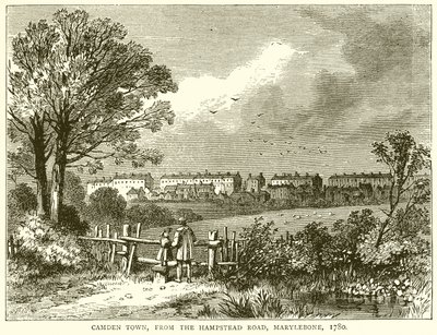 Camden Town, from the Hampstead Road, Marylebone, 1780 by English School