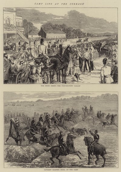 Camp Life at the Curragh (engraving) by English School