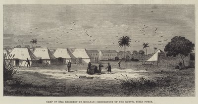 Camp of 59th Regiment at Mooltan, Rendezvous of the Quetta Field Force by English School