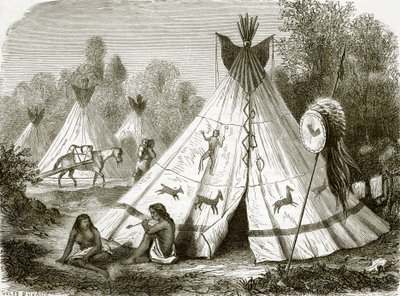 Camp of Comanche Indians by English School