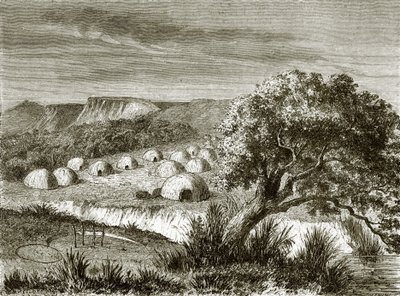 Camp of Kioway Indians by English School
