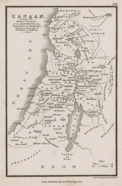 Canaan, showing the Relative Situation of the Allotments to the Tribes of Israel, adapted to the Books of Judges & Samuel by English School