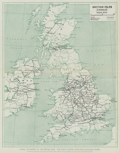 Canal transport in the British Isles, The main systems with the navigable rivers by English School