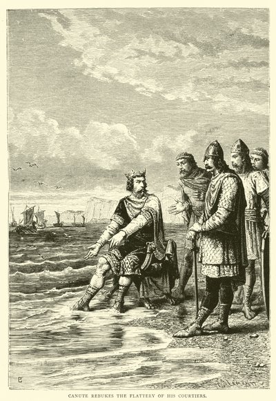 Canute rebukes the flattery of his courtiers by English School