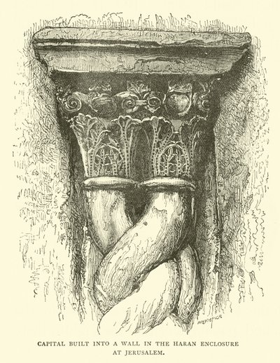 Capital built into a wall in the Haran Enclosure at Jerusalem by English School