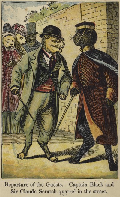 Captain Black and Sir Claude Scratch Quarrel in the Street by English School