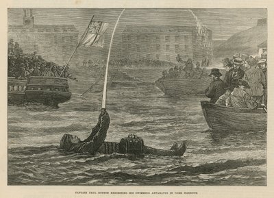 Captain Boyton Exhibiting the Swimming Apparatus by English School
