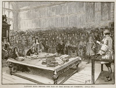 Captain Kidd before the bar of the House of Commons, illustration from Cassell