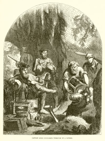 Captain Kydd Concealing Treasure in a Cavern by English School