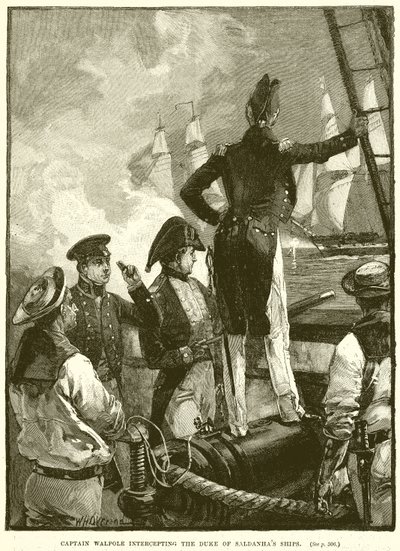 Captain Walpole intercepting the Duke of Saldanhas Ships by English School