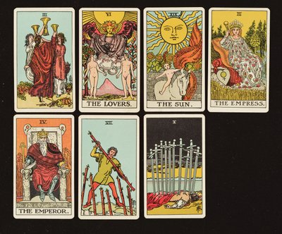 Cards from a Tarot set by English School