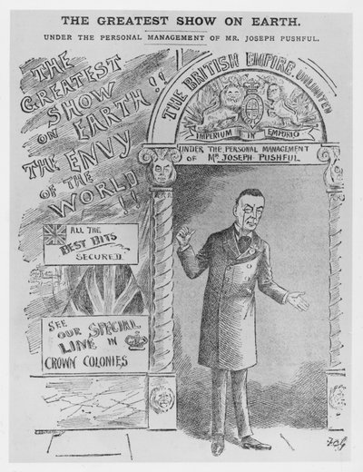 Caricature of Joseph Chamberlain as Colonial Secretary by English School