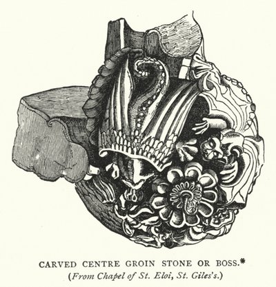 Carved Centre Groin Stone or Boss by English School